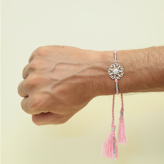 Silver Bhai Bhabhi Flower Rakhi