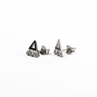 Silver Triangle Stud Earrings