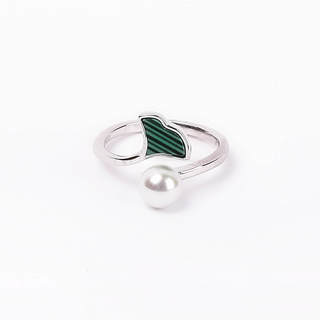 Silver Pear Green Emerald Ring