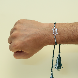 Silver Bhai Bhabhi Leaf Rakhi