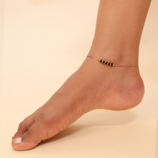 Rose Gold Black Bead Nazariya Anklet