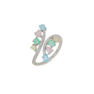 Silver Pastel Color Zircon Ring