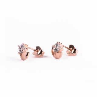 Rose Gold Lotus Zircon Stud Earrings