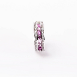 Silver Magenta Color Zircon Studded Ring