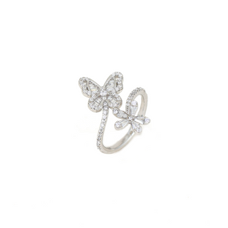 Silver Zircon Butterfly Ring