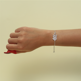 Silver Bhai Bhabhi Leaf Rakhi