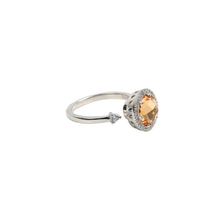 Silver Yellow Gemstone Spin Ring