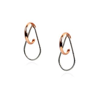 Rose gold & Silver Drop Hoops