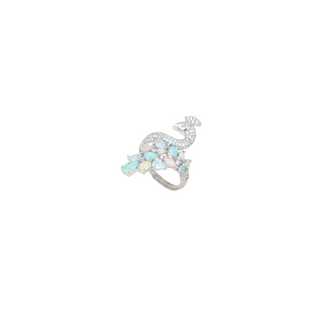 Silver Multicolour Zircon Peacock Ring