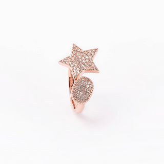 Rose Gold Star Moon Ring