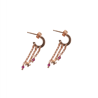 Rose Gold Pink Asymmetric Chain Earrings