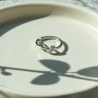 Silver Zircon Twist Ring