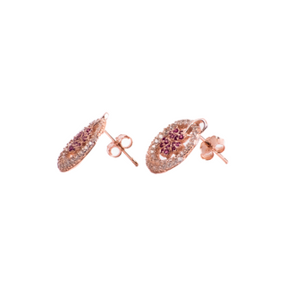 Rose Gold Zircon Halo Stud Earrings