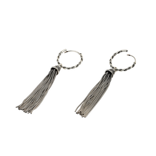 Oxidised Silver Loop Danglers