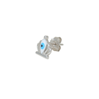 Silver Crown Evileye Stud Earrings