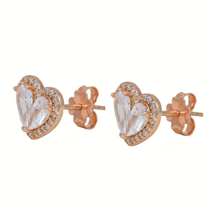 Rose Gold Studded Heart Earrings