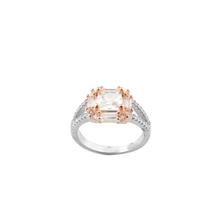 Silver Dual Tone Solitaire Ring