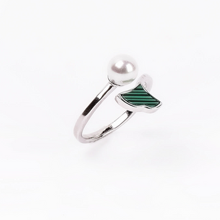 Silver Pear Green Emerald Ring