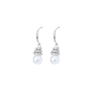 Silver Zircon Pearl  Earrings