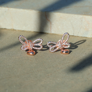 Rose Gold Bow Stud Earrings