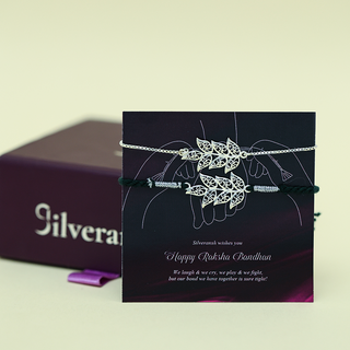 Silver Bhai Bhabhi Leaf Rakhi