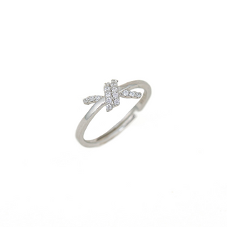 Silver Zircon Twist Ring