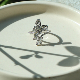 Silver Zircon Butterfly Ring