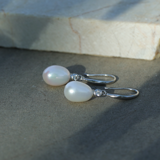 Silver Pearl Ear Spike Earrings