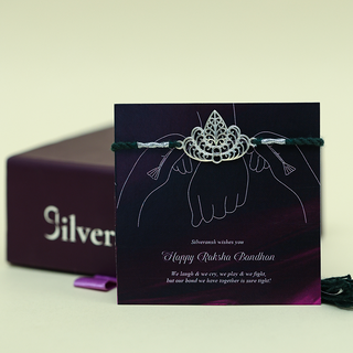 Silver Leaf Crown Rakhi