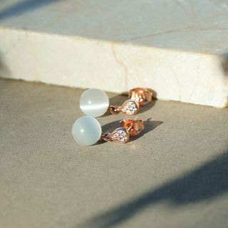 Rose Gold Moon Stud Earrings