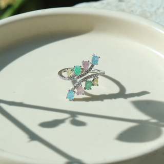 Silver Pastel Color Zircon Ring