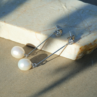 Silver Pearl Drop Earrings