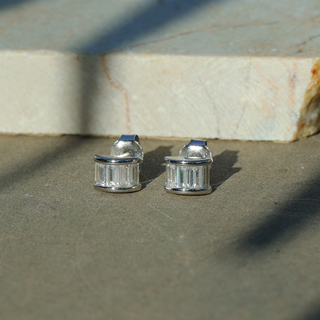 Silver Sparkling Stud Earrings