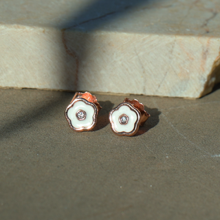 Rose Gold Flower Stud Earrings