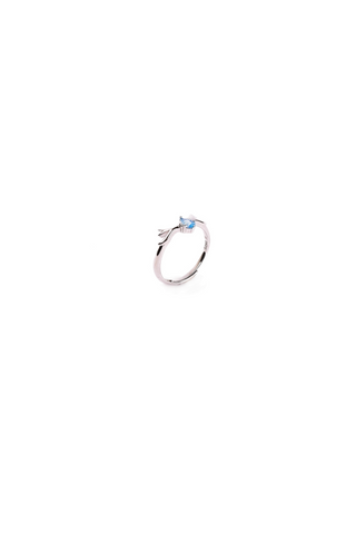 Silver Buckthorn Sky Blue Stone Couple Ring