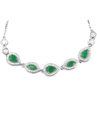 Silver Zircon Green Stone Drop Bracelet