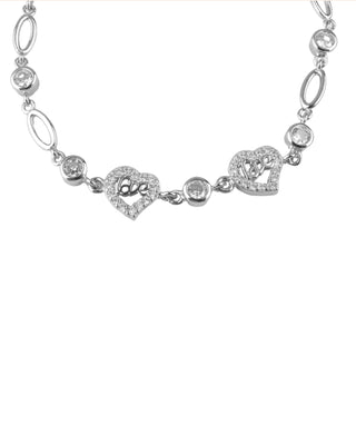 Silver Zircon HeartLock Bracelet