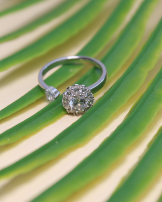 Silver Zircon Solitaire Spin Ring