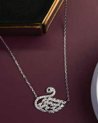 Silver Zircon Swan Pendant