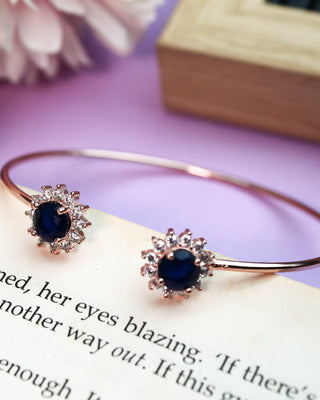 Rose Gold Zircon Black Flower Kada